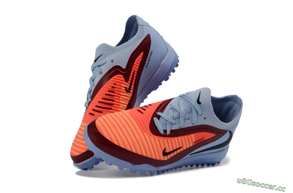 Kids Nike Phantom 6 Elite Low TF Artificial Turf Low-Tops Football Shoes - Blue/Coral Red/Steel Blue 0