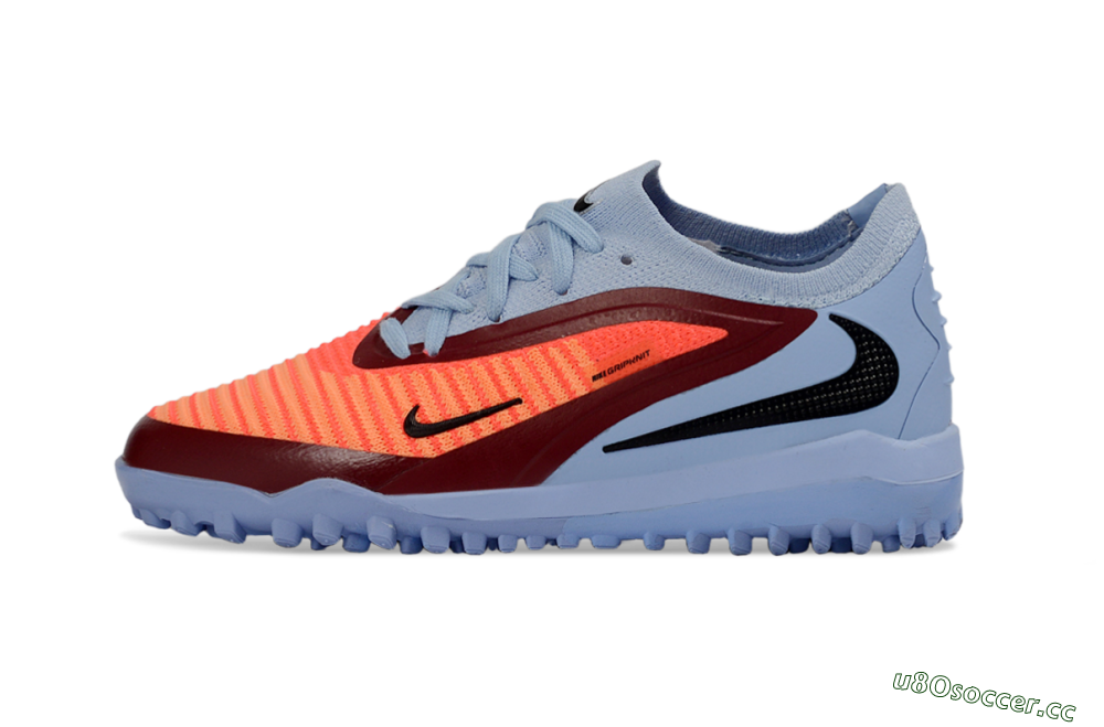 Kids Nike Phantom 6 Elite Low TF Artificial Turf Low-Tops Football Shoes - Blue/Coral Red/Steel Blue 2