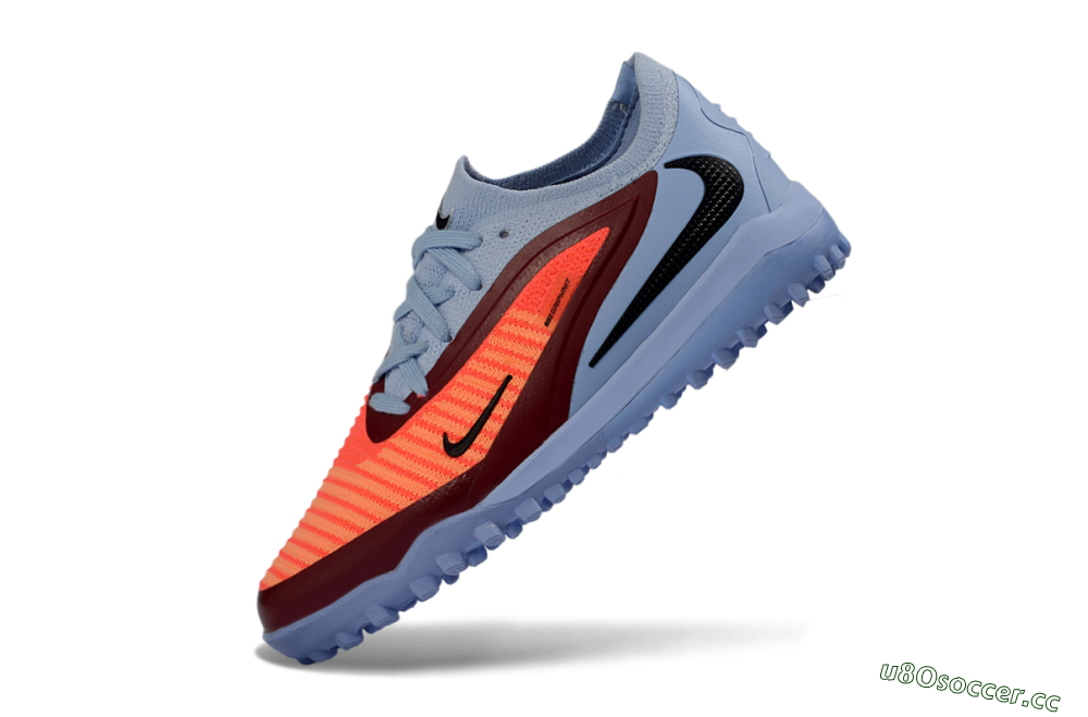 Kids Nike Phantom 6 Elite Low TF Artificial Turf Low-Tops Football Shoes - Blue/Coral Red/Steel Blue 4