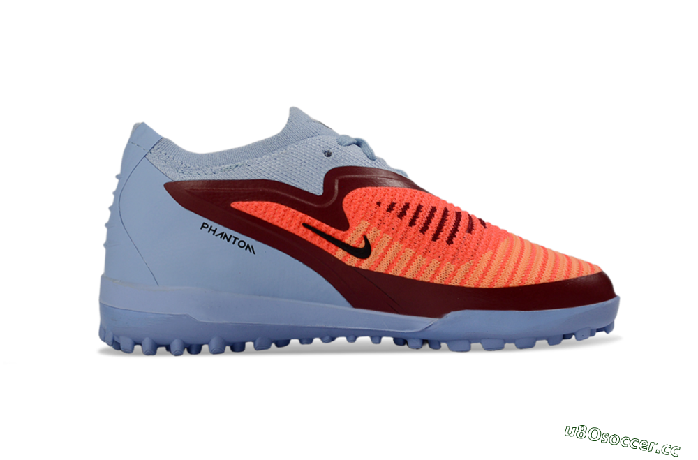 Kids Nike Phantom 6 Elite Low TF Artificial Turf Low-Tops Football Shoes - Blue/Coral Red/Steel Blue 5