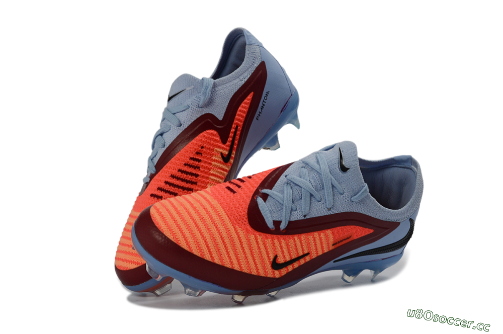 Kids Nike Phantom 6 Elite Low FG Firm Ground Low-Tops Football Boots - Blue/Coral Breeze/Crimson Burst 0