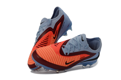 Kids Nike Phantom 6 Elite Low FG Firm Ground Low-Tops Football Boots - Blue/Coral Breeze/Crimson Burst