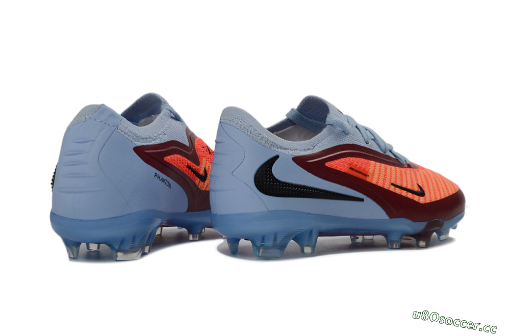 Kids Nike Phantom 6 Elite Low FG Firm Ground Low-Tops Football Boots - Blue/Coral Breeze/Crimson Burst 6