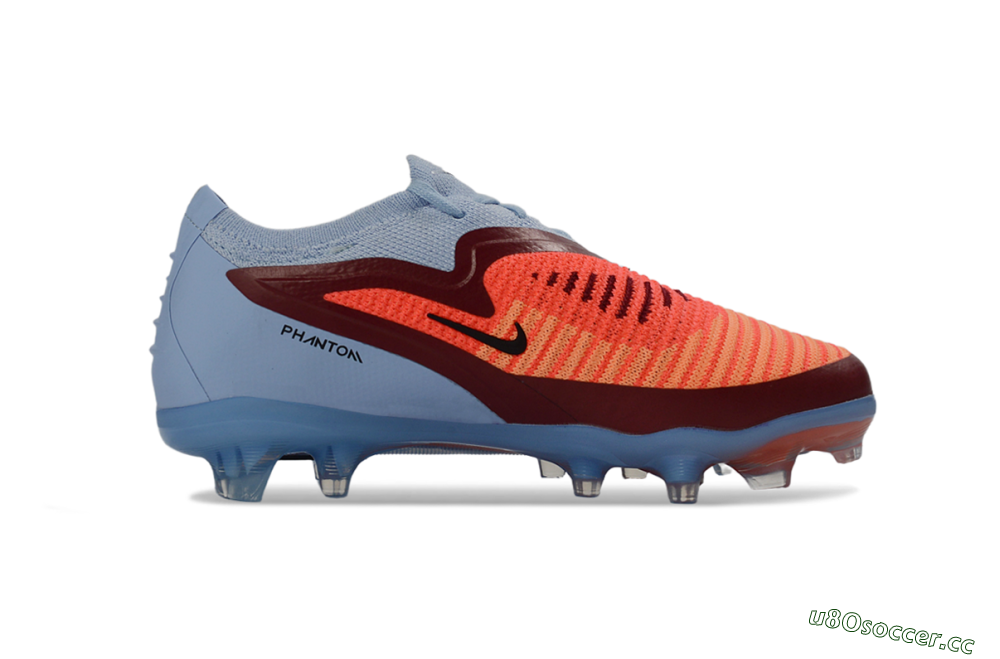 Kids Nike Phantom 6 Elite Low FG Firm Ground Low-Tops Football Boots - Blue/Coral Breeze/Crimson Burst 5
