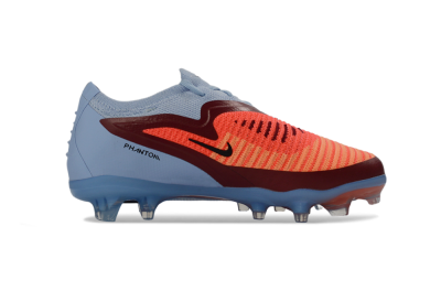 Kids Nike Phantom 6 Elite Low FG Firm Ground Low-Tops Football Boots - Blue/Coral Breeze/Crimson Burst