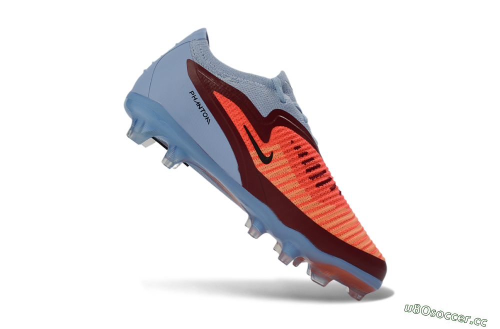 Kids Nike Phantom 6 Elite Low FG Firm Ground Low-Tops Football Boots - Blue/Coral Breeze/Crimson Burst 3