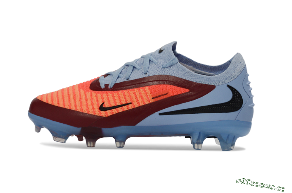 Kids Nike Phantom 6 Elite Low FG Firm Ground Low-Tops Football Boots - Blue/Coral Breeze/Crimson Burst 2