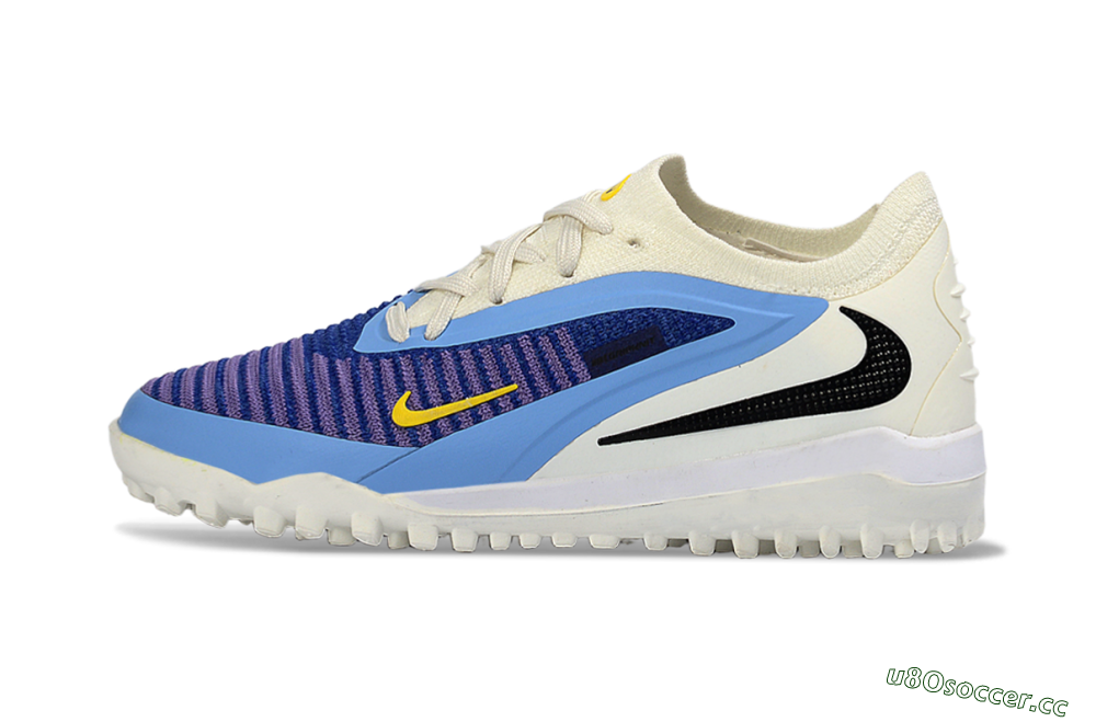Kids Nike Phantom 6 Elite Low TF Artificial Turf Low-Tops Football Shoes - Blue/Bright Yellow/Cream White 2