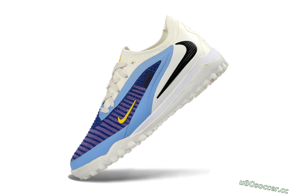Kids Nike Phantom 6 Elite Low TF Artificial Turf Low-Tops Football Shoes - Blue/Bright Yellow/Cream White 4