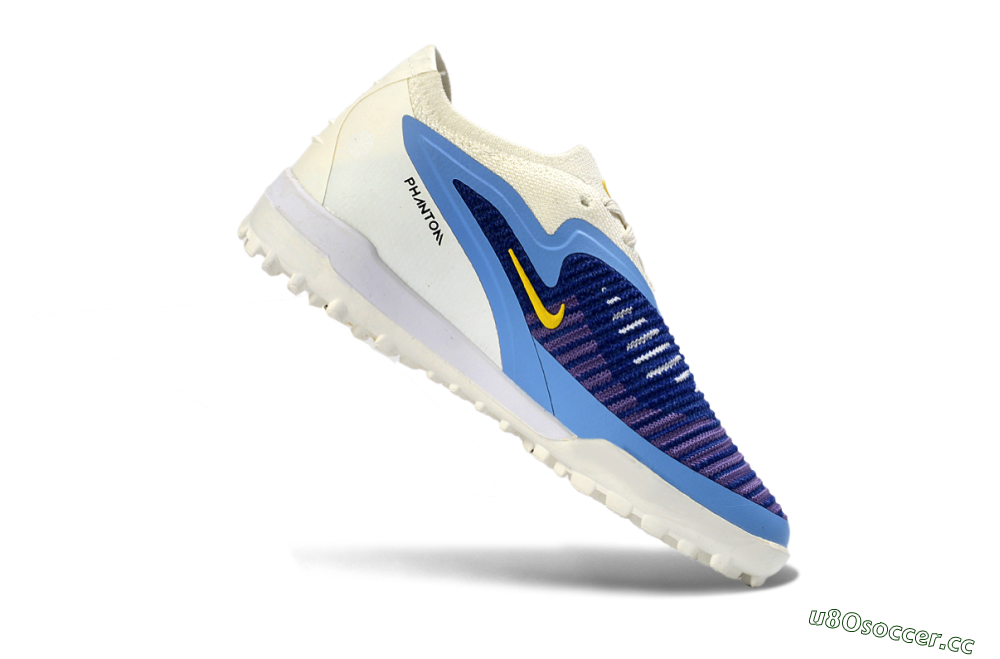 Kids Nike Phantom 6 Elite Low TF Artificial Turf Low-Tops Football Shoes - Blue/Bright Yellow/Cream White 3