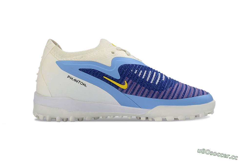 Kids Nike Phantom 6 Elite Low TF Artificial Turf Low-Tops Football Shoes - Blue/Bright Yellow/Cream White 6