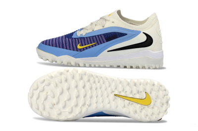 Kids Nike Phantom 6 Elite Low TF Artificial Turf Low-Tops Football Shoes - Blue/Bright Yellow/Cream White