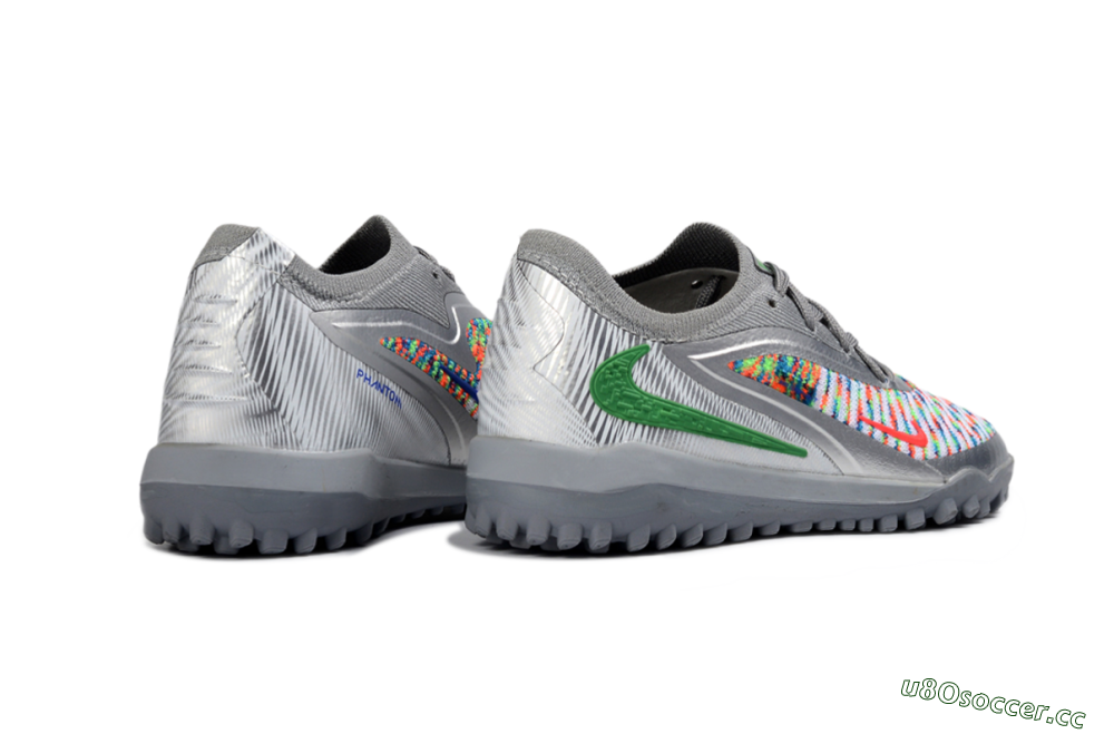 Kids Nike Phantom 6 Elite Low TF Artificial Turf Low-Tops Football Shoes - Gray/Electric Green/Flash Red 6