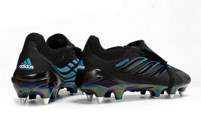 Men's Adidas Predator 26 Elite Fold-Over Tongue SG Soft Ground Low-Tops Football Boots - Black/Iridescent Blue/Metallic Green