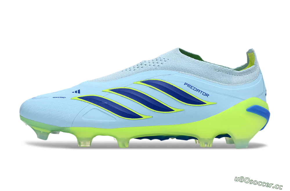 Men's Adidas Predator 26 Elite Laceless FG Firm Ground Low-Tops Football Boots - Blue/Neon Green/Deep Blue 0