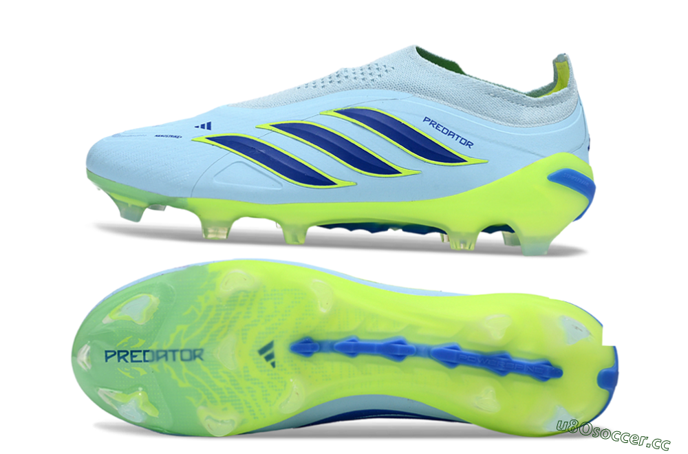 Men's Adidas Predator 26 Elite Laceless FG Firm Ground Low-Tops Football Boots - Blue/Neon Green/Deep Blue 1