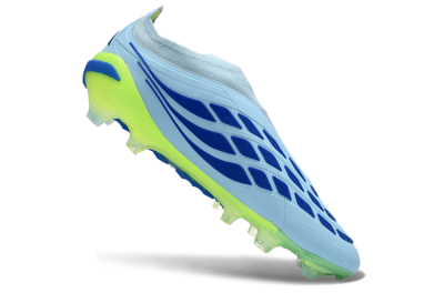 Men's Adidas Predator 26 Elite Laceless FG Firm Ground Low-Tops Football Boots - Blue/Neon Green/Deep Blue