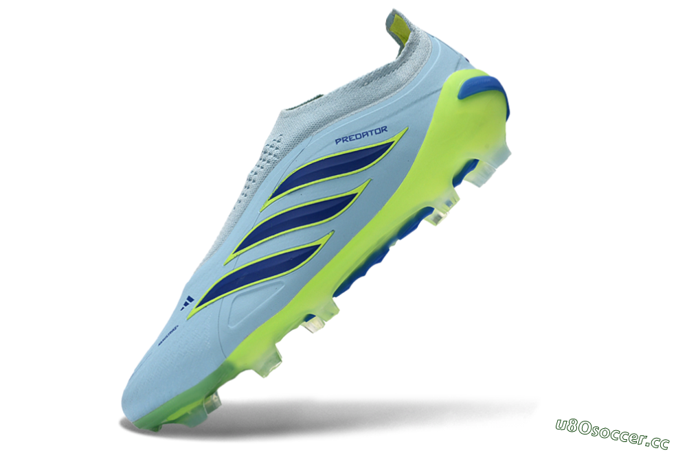 Men's Adidas Predator 26 Elite Laceless FG Firm Ground Low-Tops Football Boots - Blue/Neon Green/Deep Blue 5