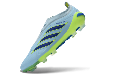 Men's Adidas Predator 26 Elite Laceless FG Firm Ground Low-Tops Football Boots - Blue/Neon Green/Deep Blue