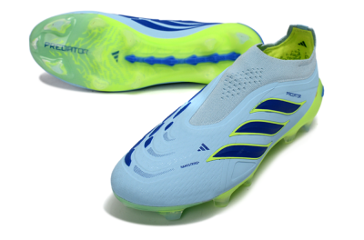 Men's Adidas Predator 26 Elite Laceless FG Firm Ground Low-Tops Football Boots - Blue/Neon Green/Deep Blue