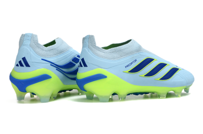 Men's Adidas Predator 26 Elite Laceless FG Firm Ground Low-Tops Football Boots - Blue/Neon Green/Deep Blue