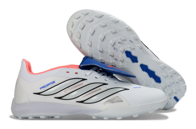 Men's Adidas Predator 26 Elite Fold-Over Tongue TF Artificial Turf Low-Tops Football Shoes - White/Electric Blue/Fiery Red