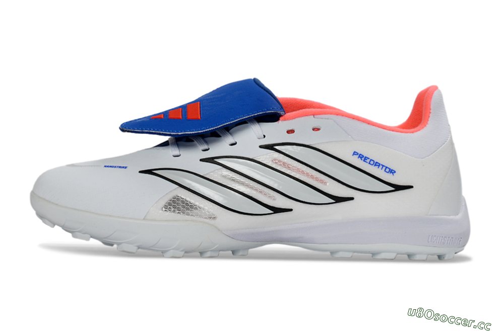 Men's Adidas Predator 26 Elite Fold-Over Tongue TF Artificial Turf Low-Tops Football Shoes - White/Electric Blue/Fiery Red 0