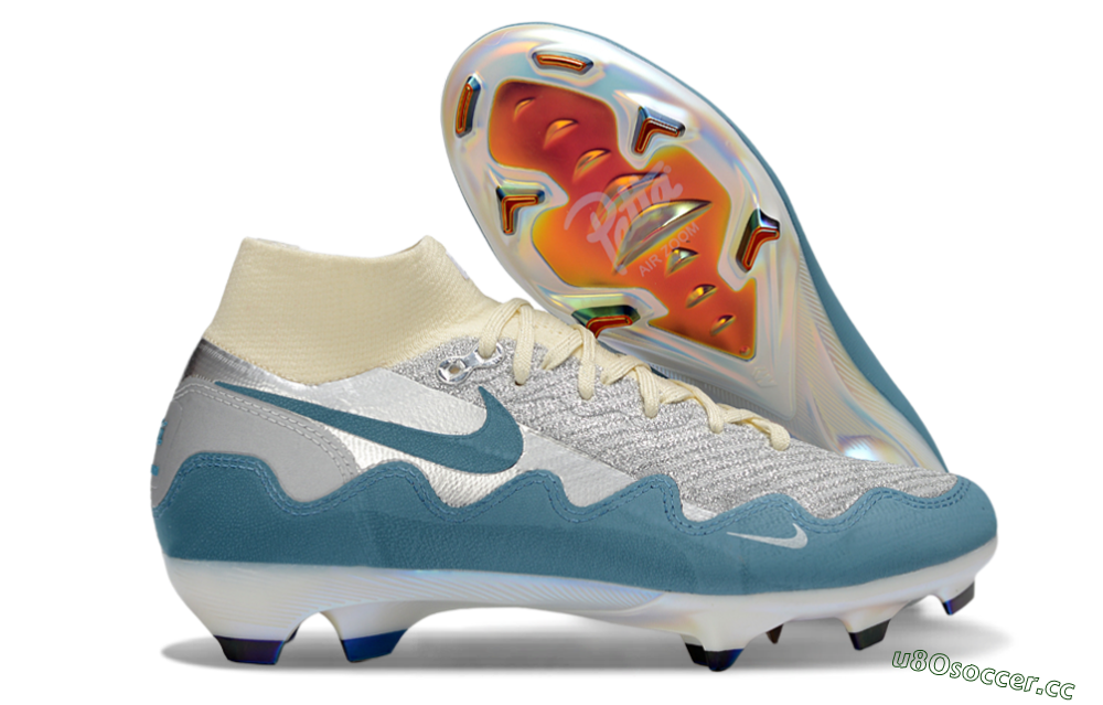 Men's Nike Air Zoom Mercurial Superfly 10 Elite FG Firm Ground High-Tops Football Boots - Blue/Sky Blue/Soft Cream 2