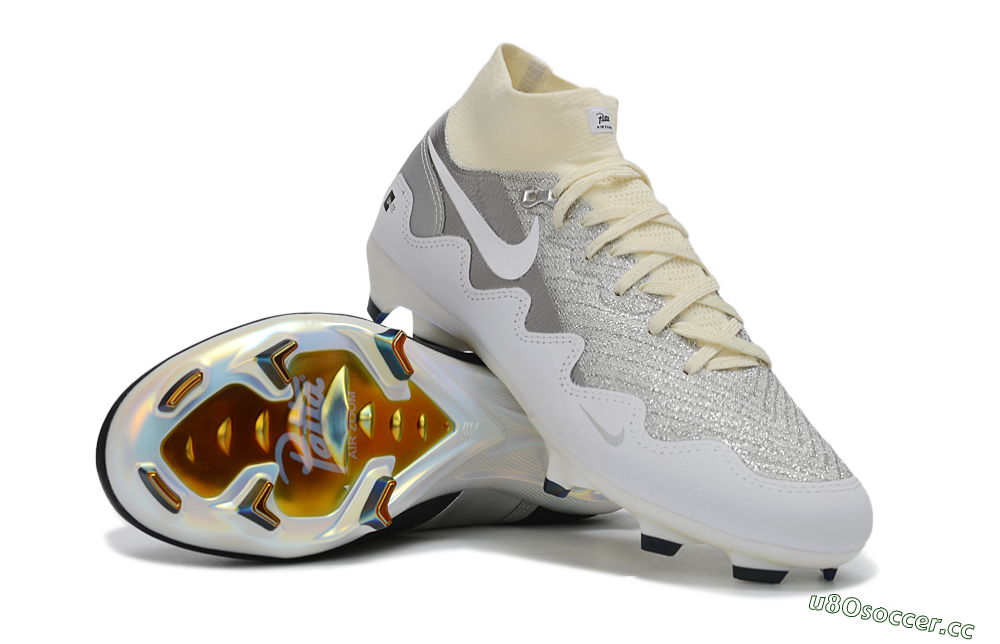 Men's Nike Air Zoom Mercurial Superfly 10 Elite FG Firm Ground High-Tops Football Boots - White/Metallic Silver/Champagne 1