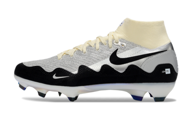 Men's Nike Air Zoom Mercurial Superfly 10 Elite FG Firm Ground High-Tops Football Boots - White/Metallic Silver/Champagne