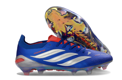 Men's Adidas Predator 26 Elite FG Firm Ground Low-Tops Football Boots - Blue/Electric Blue/Fiery Red