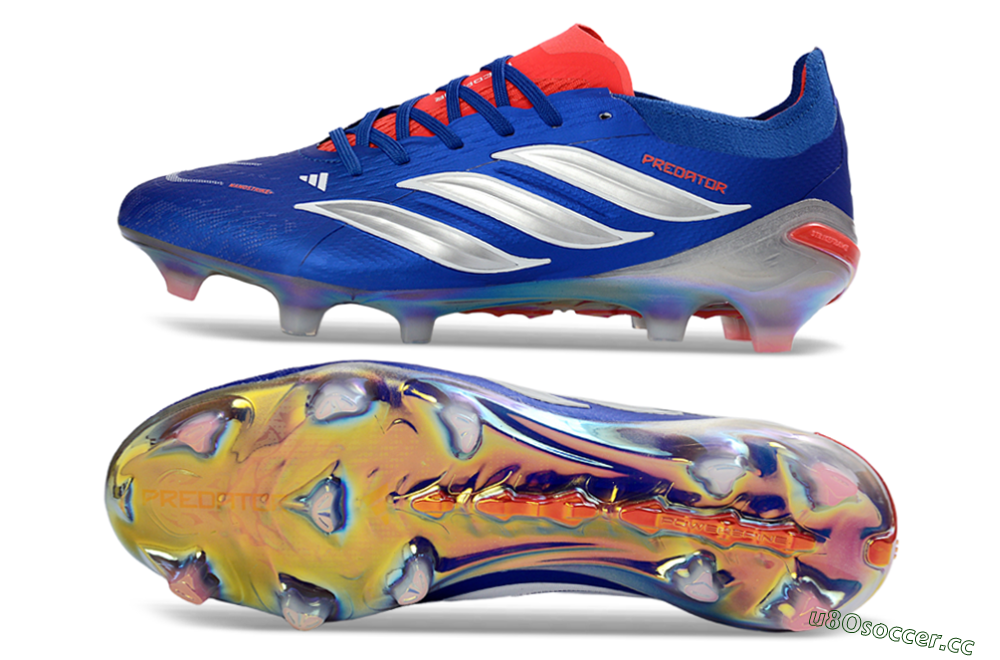 Men's Adidas Predator 26 Elite FG Firm Ground Low-Tops Football Boots - Blue/Electric Blue/Fiery Red 1