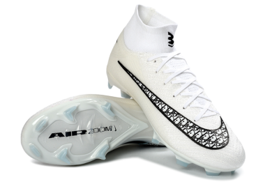 Men's Nike Air Zoom Mercurial Superfly 10 Elite FG Firm Ground High-Tops Football Boots - White/Black/Light Blue