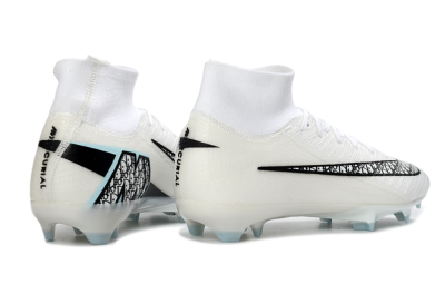Men's Nike Air Zoom Mercurial Superfly 10 Elite FG Firm Ground High-Tops Football Boots - White/Black/Light Blue