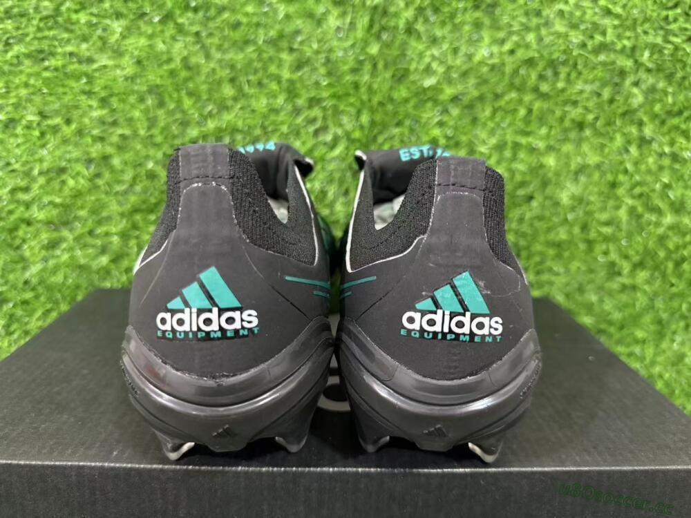 Men's Adidas Predator 26 Elite Fold-Over Tongue FG Firm Ground Low-Tops Football Boots - Black/Electric Blue/Metallic Teal
