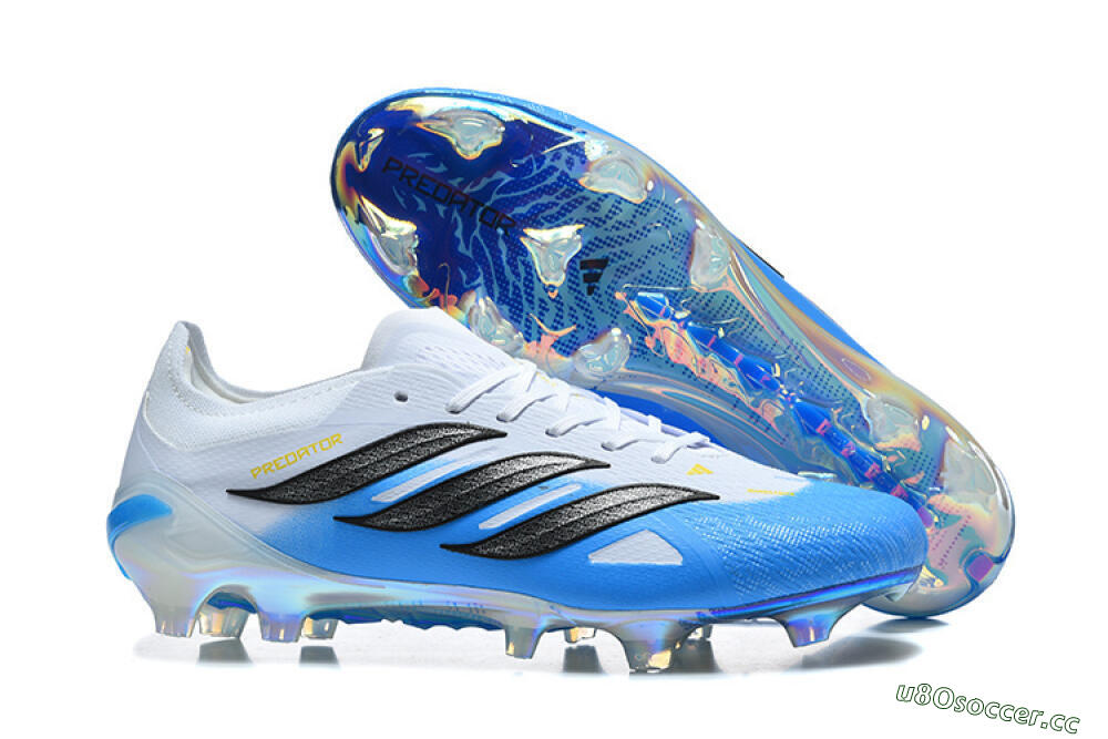 Men's Adidas Predator 26 Elite FG Firm Ground Low-Tops Football Boots - Blue/Sky Blue/Steel Grey 2