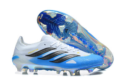 Men's Adidas Predator 26 Elite FG Firm Ground Low-Tops Football Boots - Blue/Sky Blue/Steel Grey