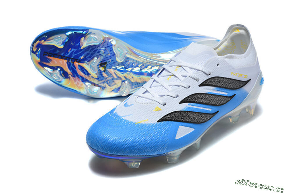 Men's Adidas Predator 26 Elite FG Firm Ground Low-Tops Football Boots - Blue/Sky Blue/Steel Grey 3