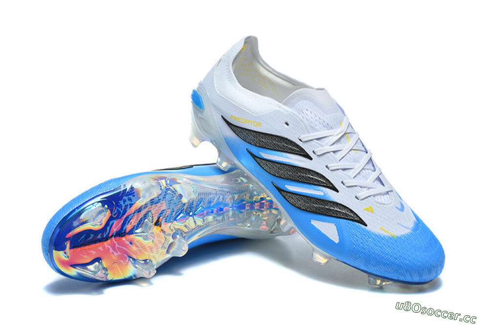 Men's Adidas Predator 26 Elite FG Firm Ground Low-Tops Football Boots - Blue/Sky Blue/Steel Grey 4