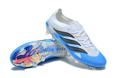 Men's Adidas Predator 26 Elite FG Firm Ground Low-Tops Football Boots - Blue/Sky Blue/Steel Grey