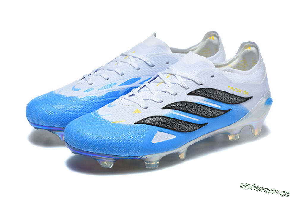Men's Adidas Predator 26 Elite FG Firm Ground Low-Tops Football Boots - Blue/Sky Blue/Steel Grey 5