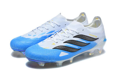 Men's Adidas Predator 26 Elite FG Firm Ground Low-Tops Football Boots - Blue/Sky Blue/Steel Grey