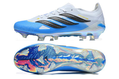 Men's Adidas Predator 26 Elite FG Firm Ground Low-Tops Football Boots - Blue/Sky Blue/Steel Grey