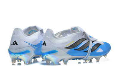 Men's Adidas Predator 26 Elite Fold-Over Tongue FG Firm Ground Low-Tops Football Boots - Blue/Electric Blue/Soft Gray