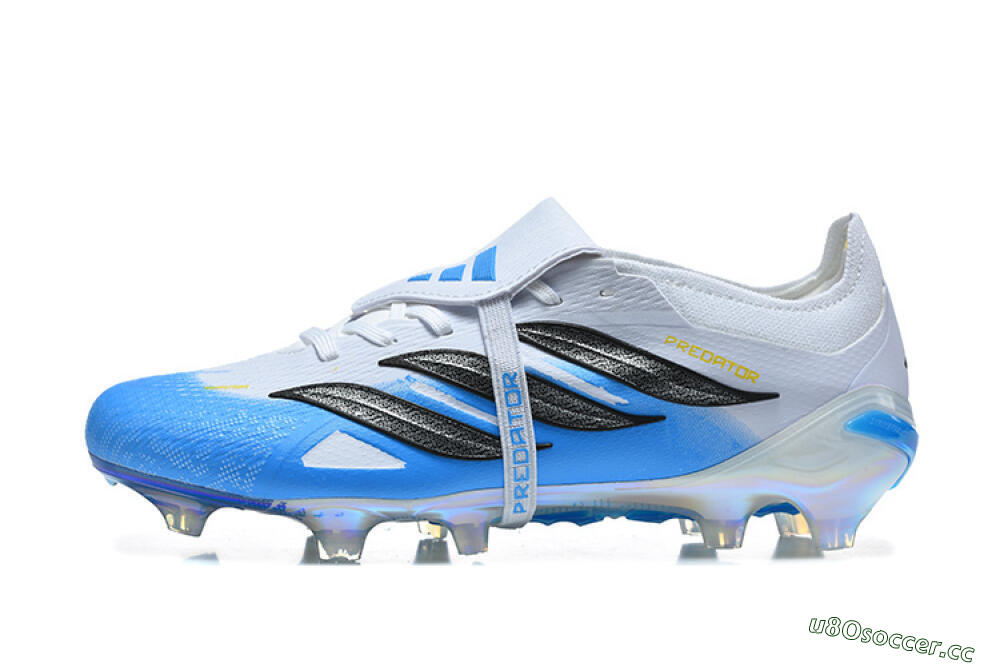 Men's Adidas Predator 26 Elite Fold-Over Tongue FG Firm Ground Low-Tops Football Boots - Blue/Electric Blue/Soft Gray 0