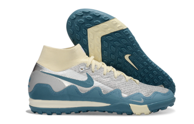 Men's Nike Air Zoom Mercurial Superfly 10 Elite TF Artificial Turf High-Tops Football Shoes - Blue/Ocean Breeze/Misty Gray