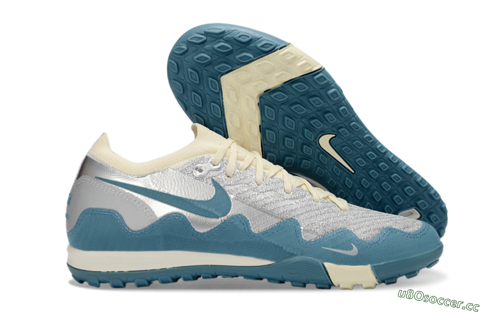 Men's Nike Air Zoom Mercurial Vapor 16 Elite TF Artificial Turf Low-Tops Football Shoes - Blue/Creamy Blue/Soft Grey 2
