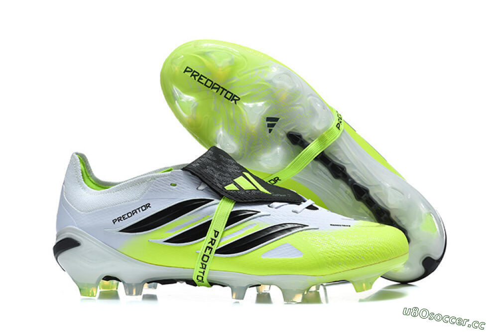Men's Adidas Predator 26 Elite Fold-Over Tongue FG Firm Ground Low-Tops Football Boots - Yellow/Electric Green/Black 2