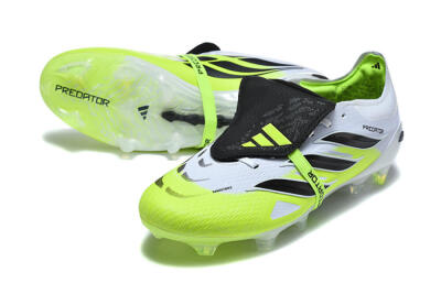 Men's Adidas Predator 26 Elite Fold-Over Tongue FG Firm Ground Low-Tops Football Boots - Yellow/Electric Green/Black