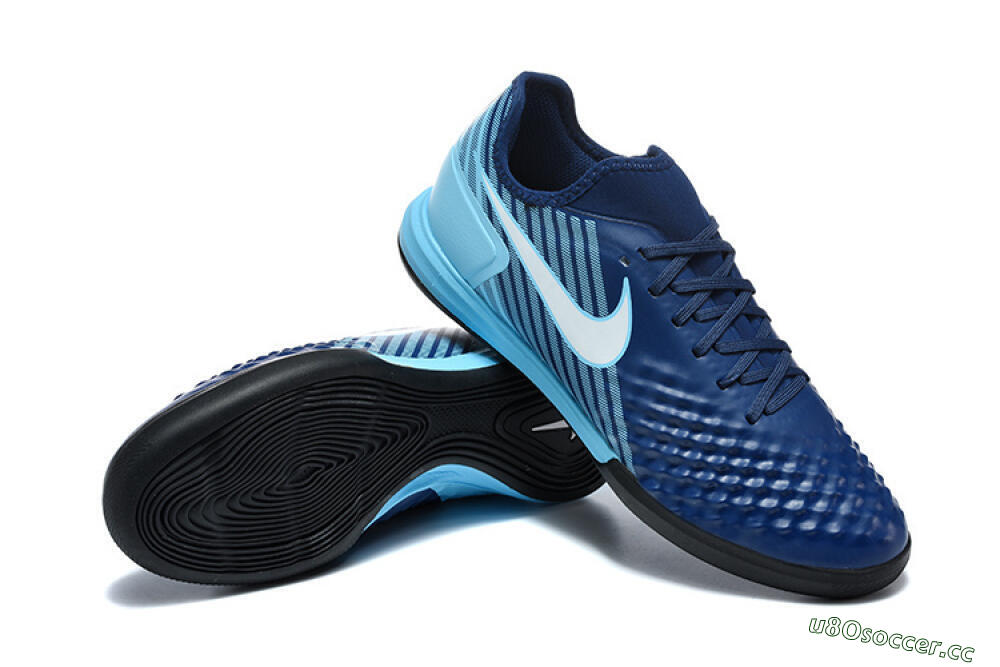 Men's Nike MagistaX Finale 2 IC Indoor & Futsal Low-Tops Football Shoes - Navy/Sky Blue/Navy Blue 4